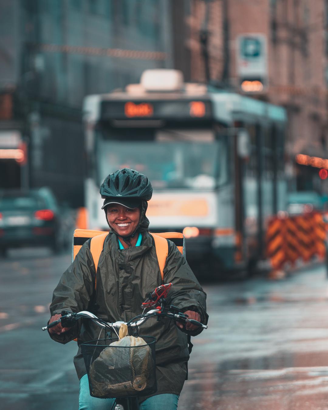 The cyclist just smiled at the camera as she rode by, I think it's a really good photo© - Melbourne, Australia, The photo, Reddit