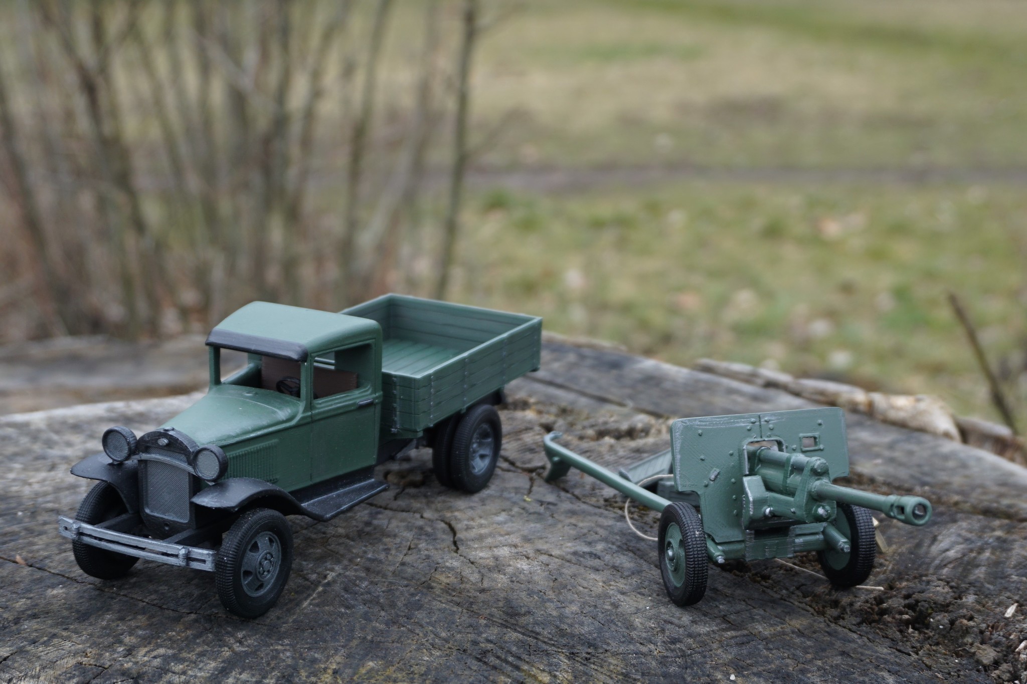 Lorry and ZiS-3 firing cannon on a 3D printer - My, Zis-3, Cannon, Semi-and-a-half, Gaz-Aa, Seal, Video, Longpost