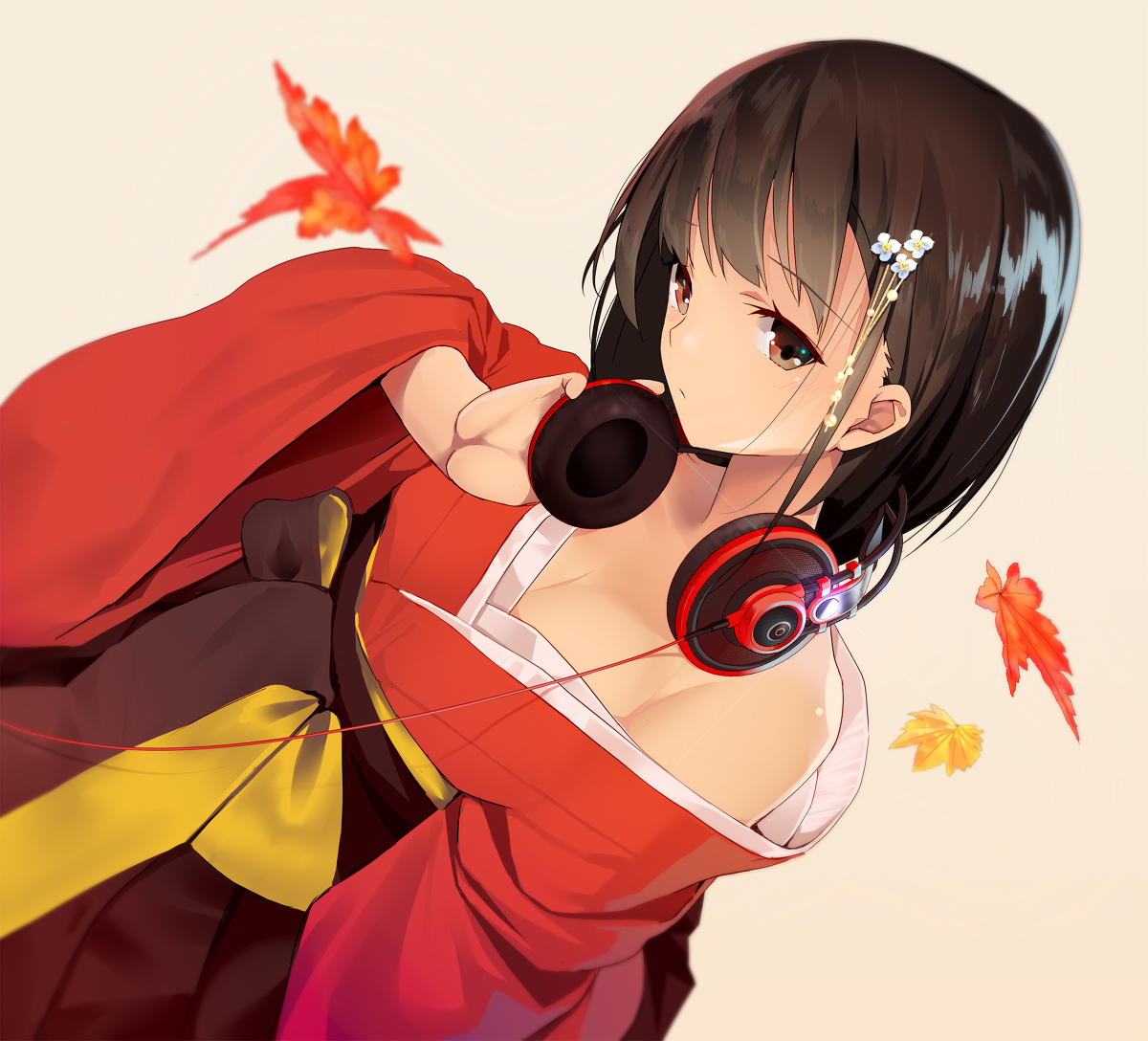 Original Art - Anime, Art, Anime art, Original character, Girls, Kimono, Headphones, Pixiv