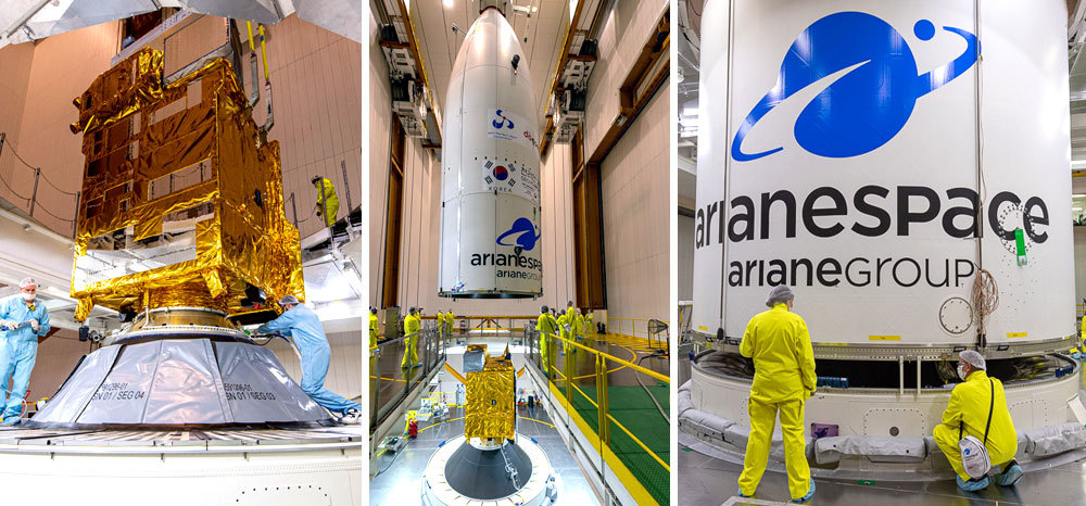 Live broadcast of the launch of the Ariane 5 launch vehicle with the JCSAT-17 and GEO-KOMPSAT-2B satellites - Arianespace, Ariane 5, Space, Running, Broadcast, Satellite, Esa, Video