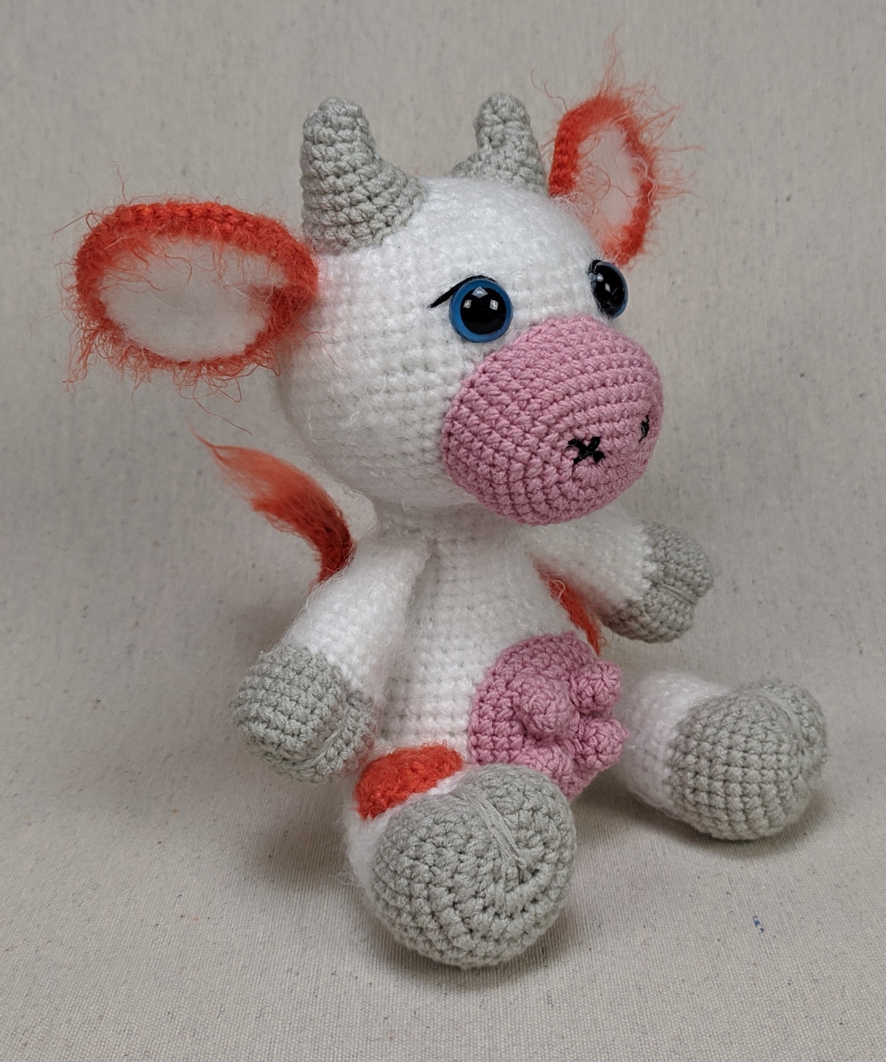 Knitted cow - My, Needlework without process, Handmade, Crochet, Soft toy, Longpost, Cow