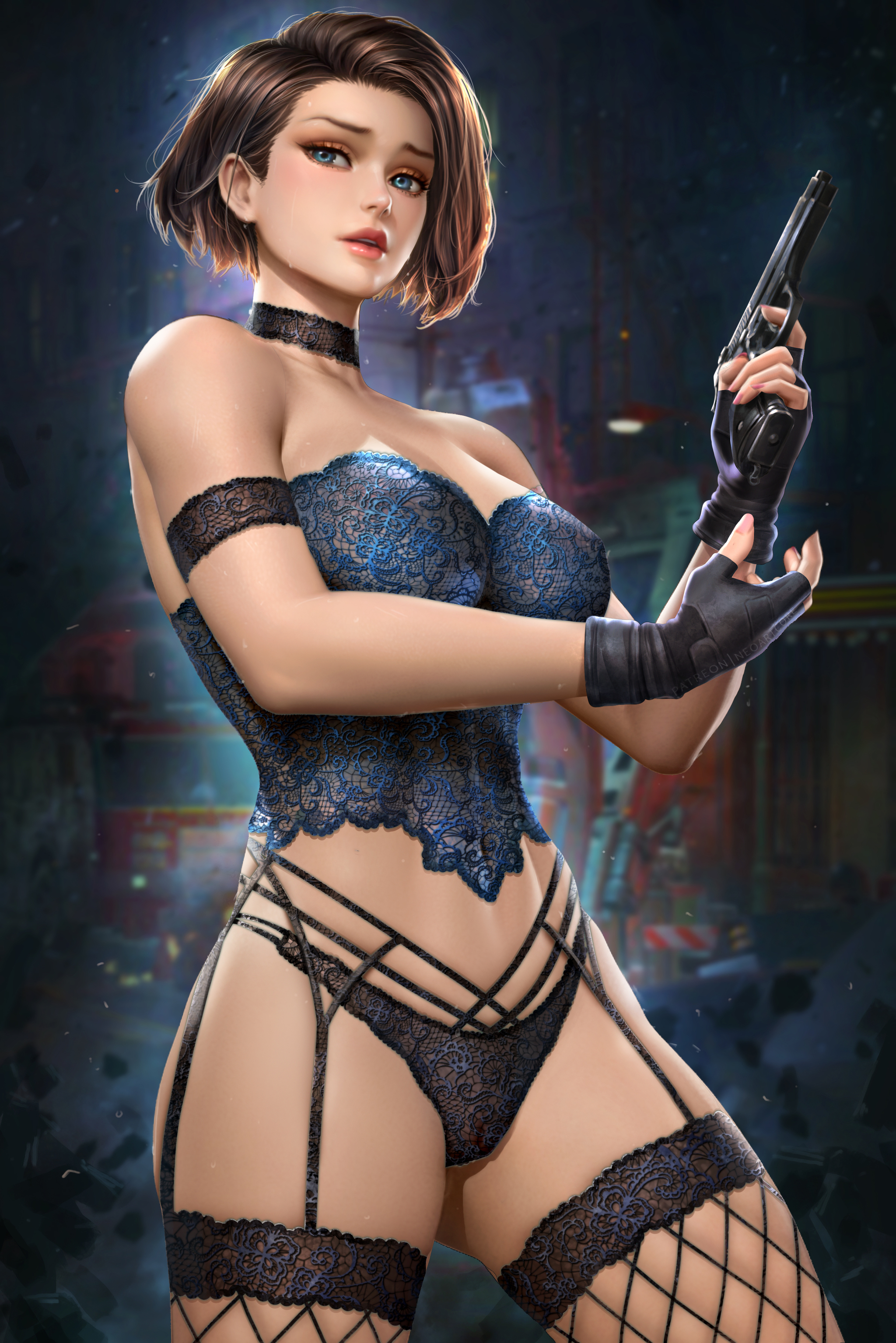 Jill - NSFW, Art, Drawing, Resident evil, Jill valentine, Erotic, Hand-drawn erotica, Underwear, Neoartcore, Longpost