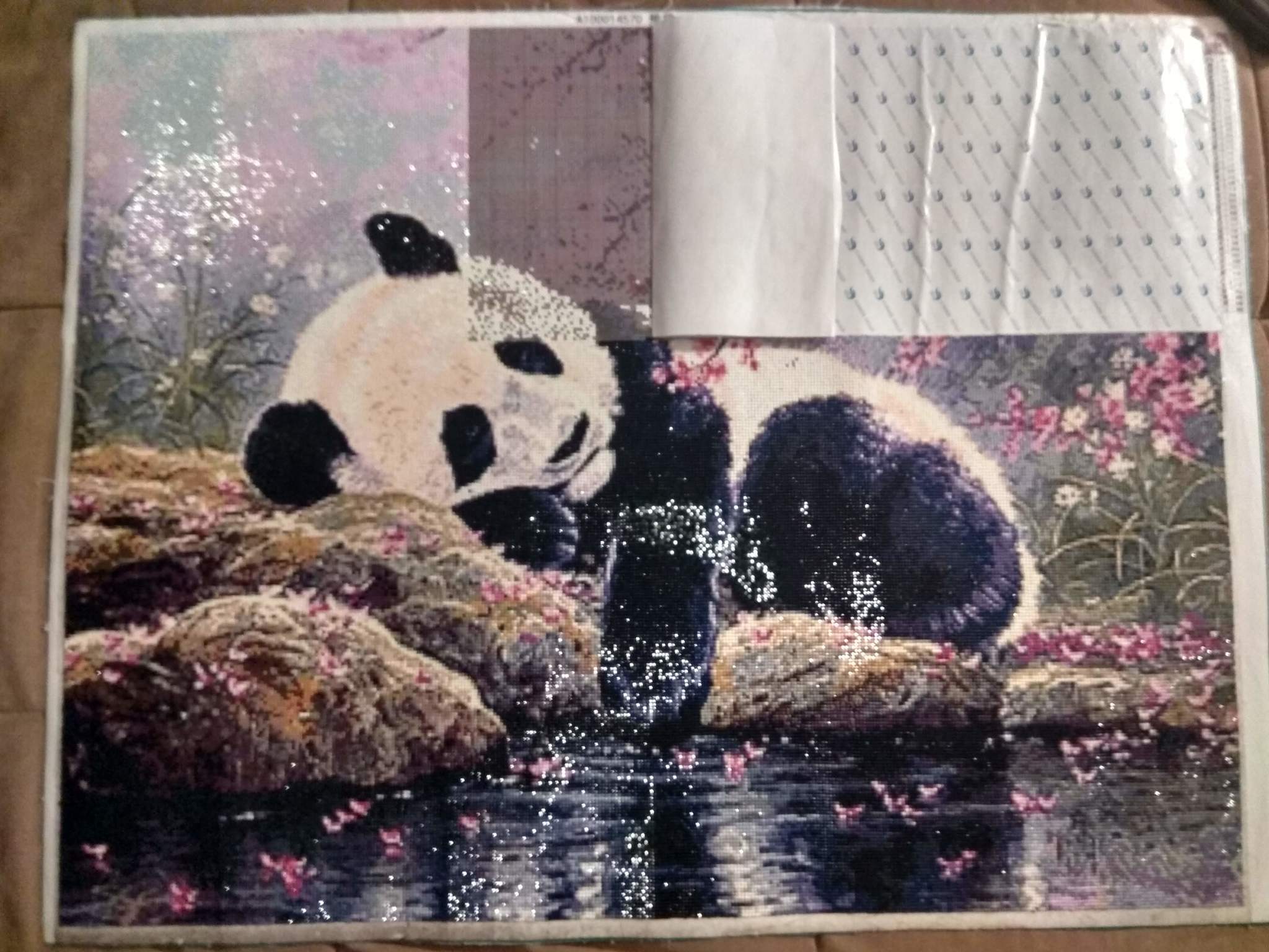 Big black and white friend - My, Panda, Embroidery, Creation, Diamond mosaic, Longpost