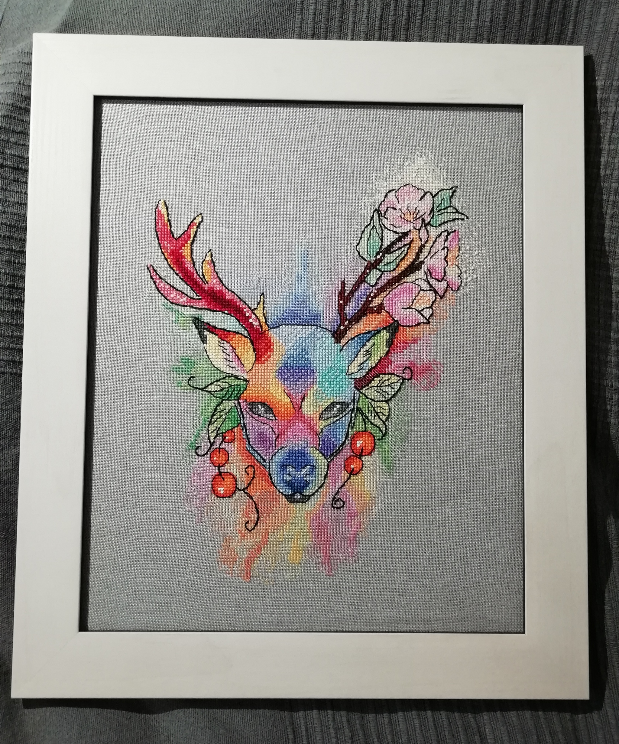 Deer - My, Embroidery, Cross-stitch, With your own hands, Hobby, Needlework without process, Longpost