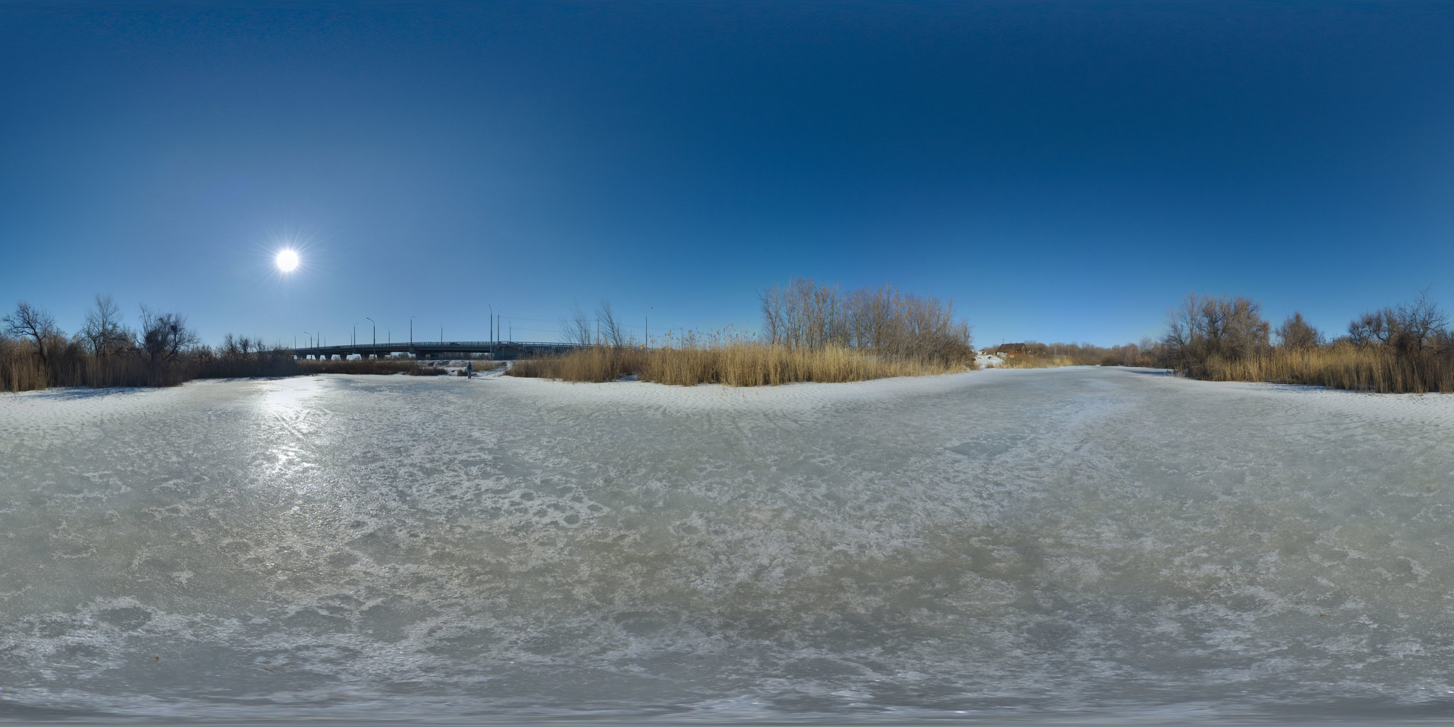 Pond near the Victory Bridge in Balakovo. Sphere - My, The photo, Панорама, Spherical panorama, Mobile photography, Balakovo