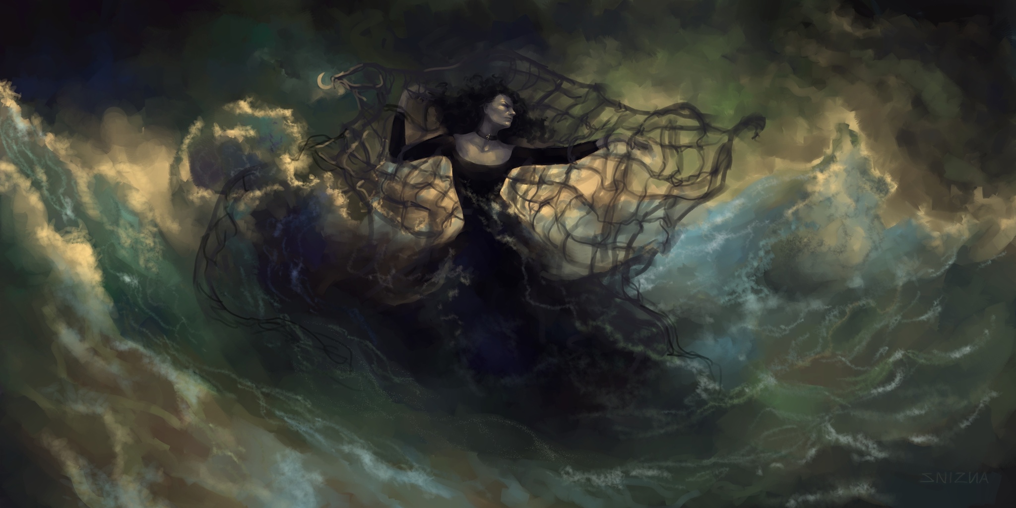 Yennefer at sea - My, Art, Fan art, Fantasy, Witcher, Yennefer