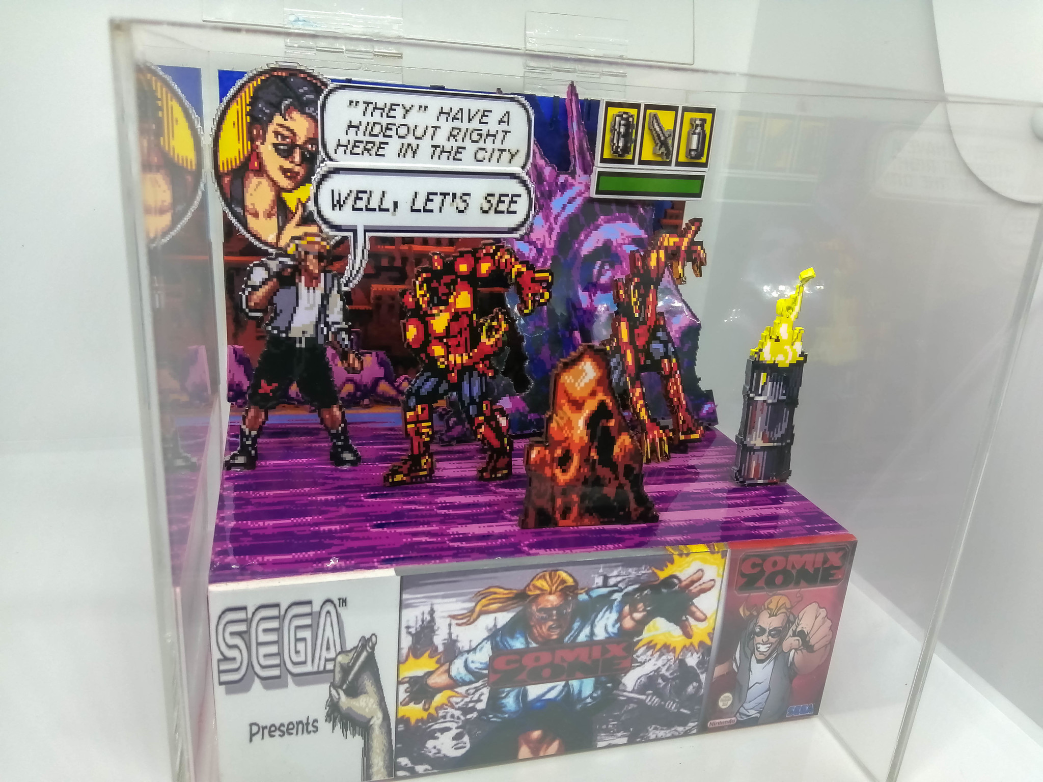 Диорама по игре Comix Zone - Моё, Sega, Comix Zone, 16 бит, Ретро-Игры, Диорама, Pixel Art, Компьютерные игры, Видео, Длиннопост