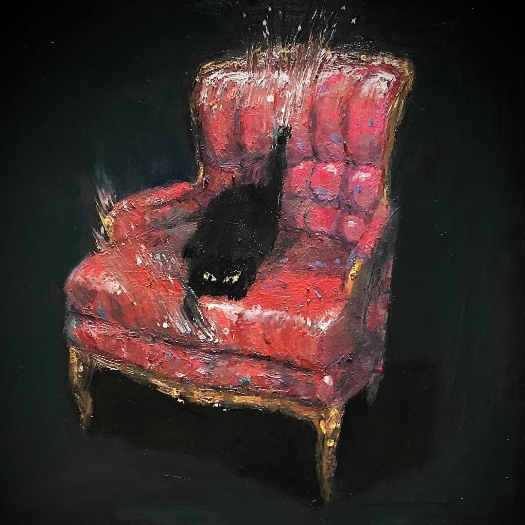 Cat spots - cat, Black cat, Painting, Longpost