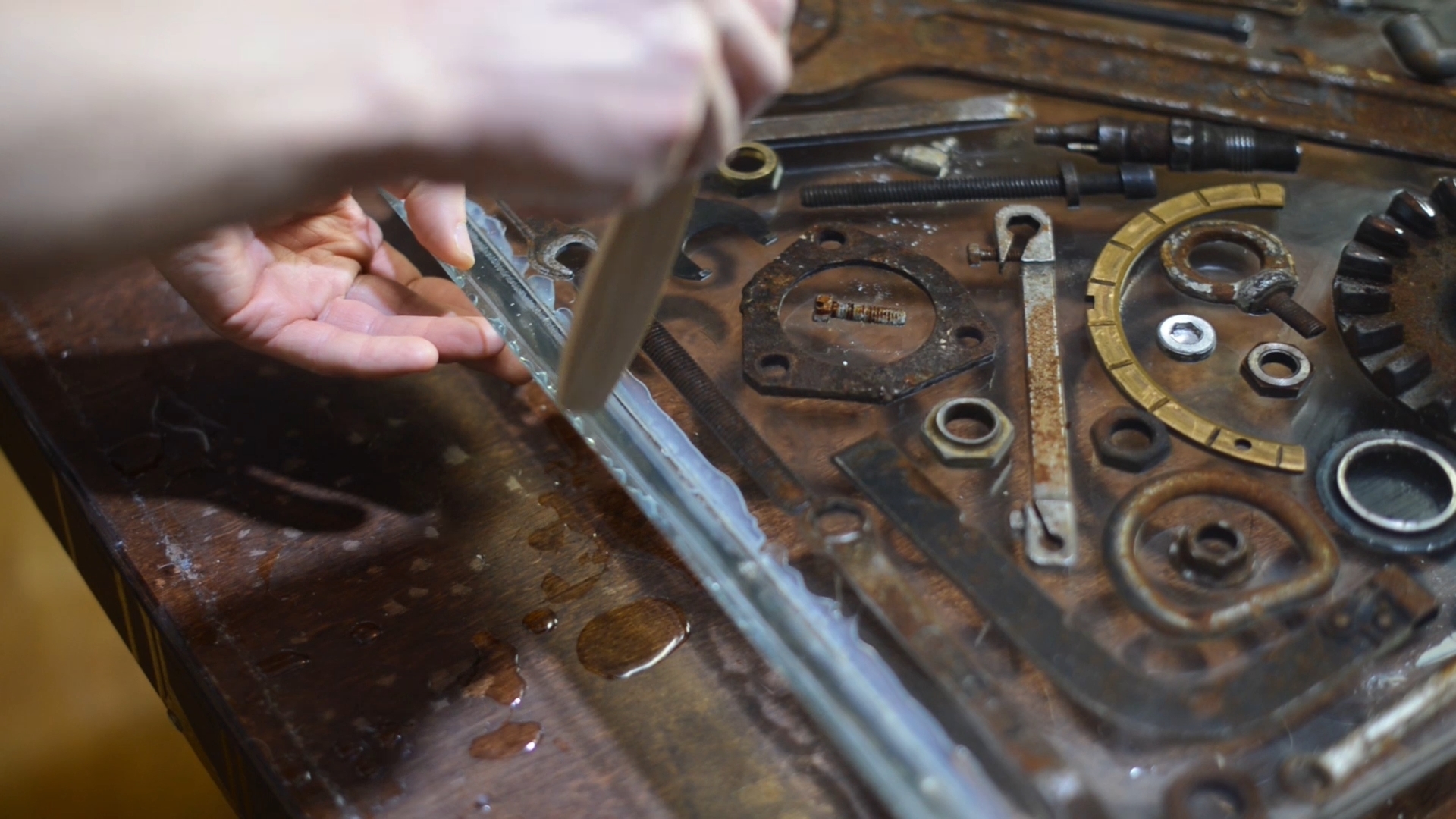 Making a table from epoxy and scrap metal - My, Epoxy resin, Table, Metal, With your own hands, Craft, Furniture, Video, Longpost, Needlework with process