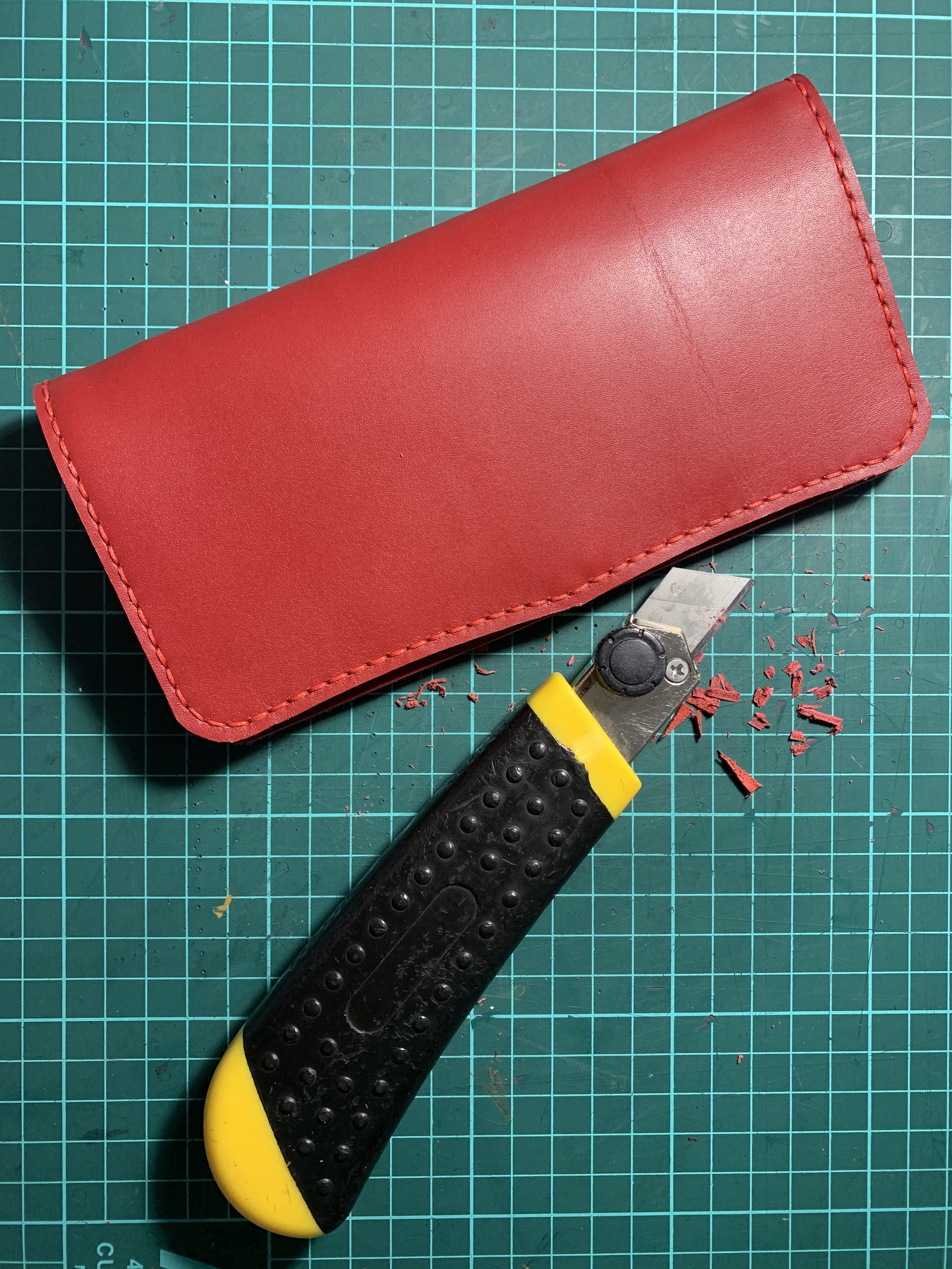 Very red women's wallet (+ process photo) - My, Leather products, With your own hands, Longpost, Wallet