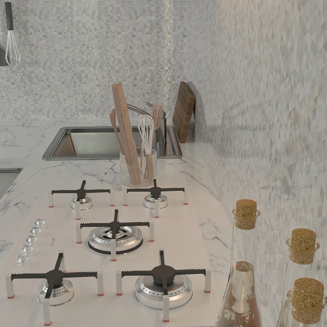 Visualization of a kitchen with a frescoed apron - My, 3DS max, 3D modeling, Corona render, Kitchen, Visualization