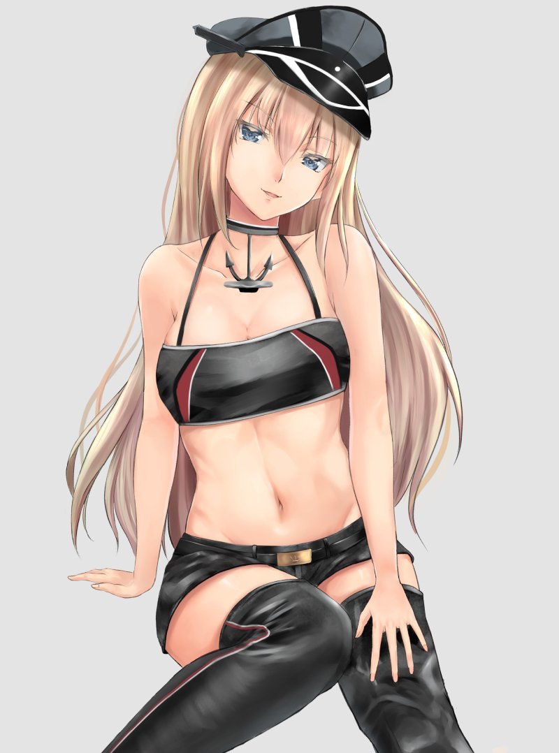 Bismarck (artist: Irohakaede) - Kantai collection, Anime, Anime art, Bismarck, Stockings, Irohakaede