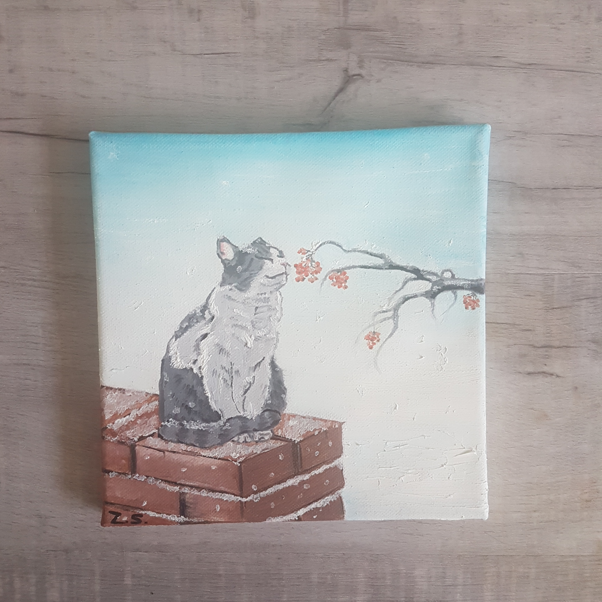 My first drawn cat - My, cat, Butter, Oil painting, Khabarovsk