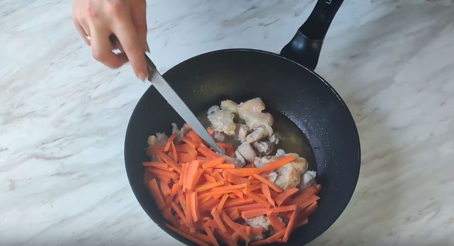 Wok noodles. Buckwheat noodles with chicken and vegetables - My, Cooking, Video, Longpost, Recipe, Video recipe, Noodles