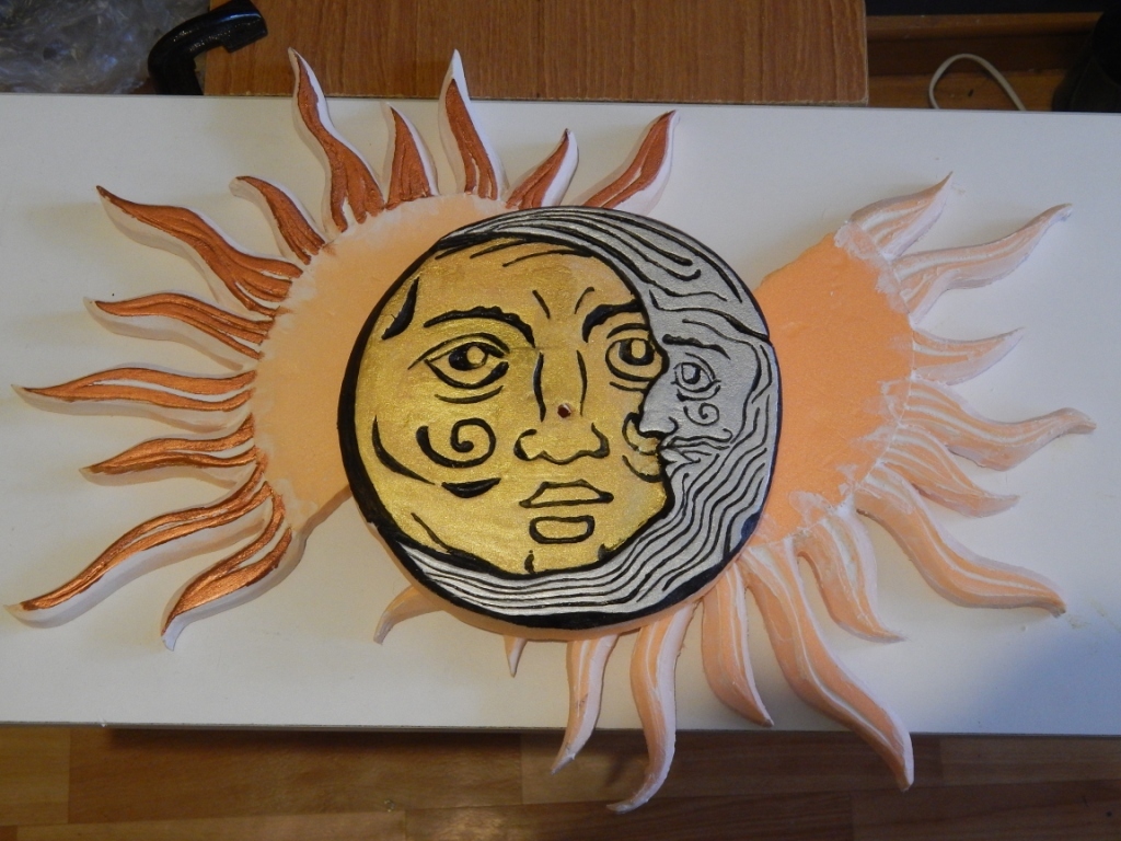 Clock Sun and Moon in pagan style - My, Clock, Wall Clock, Needlework with process, Longpost