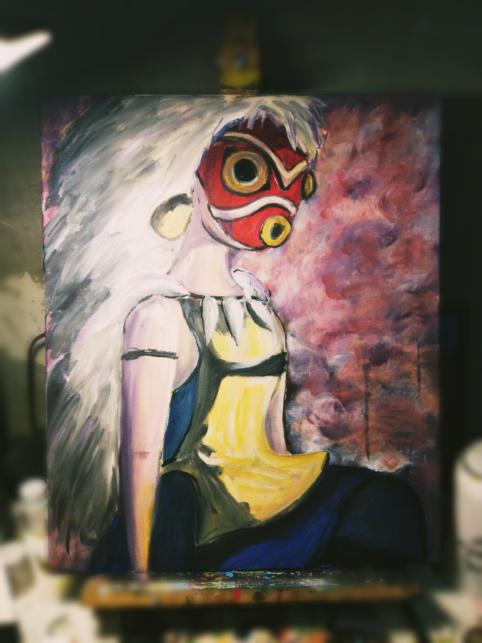 Princess Mononoke - My, Anime, Princess mononoke, Art, Painting