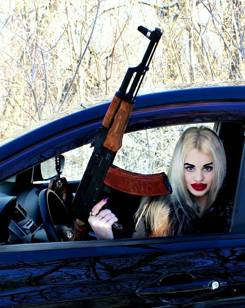 On the warpath... - Firearms, Blonde, Longpost, Girls, Glamor kitty