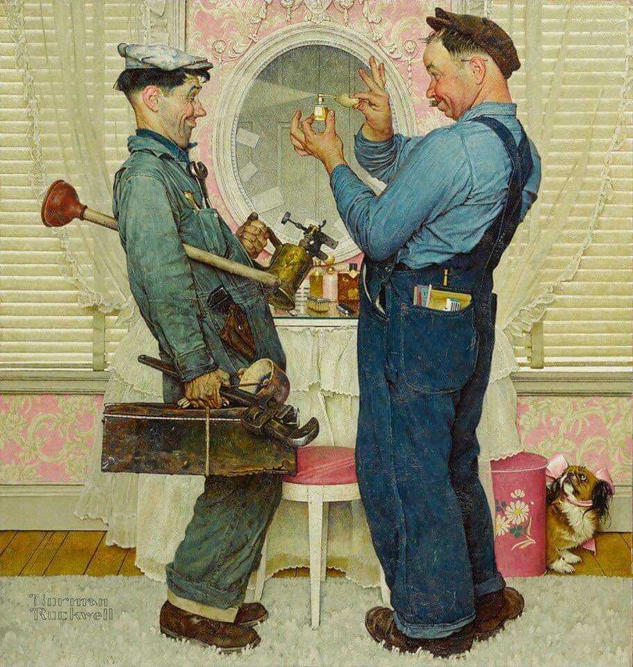 Two plumbers - Painting, Plumber, Conversation piece