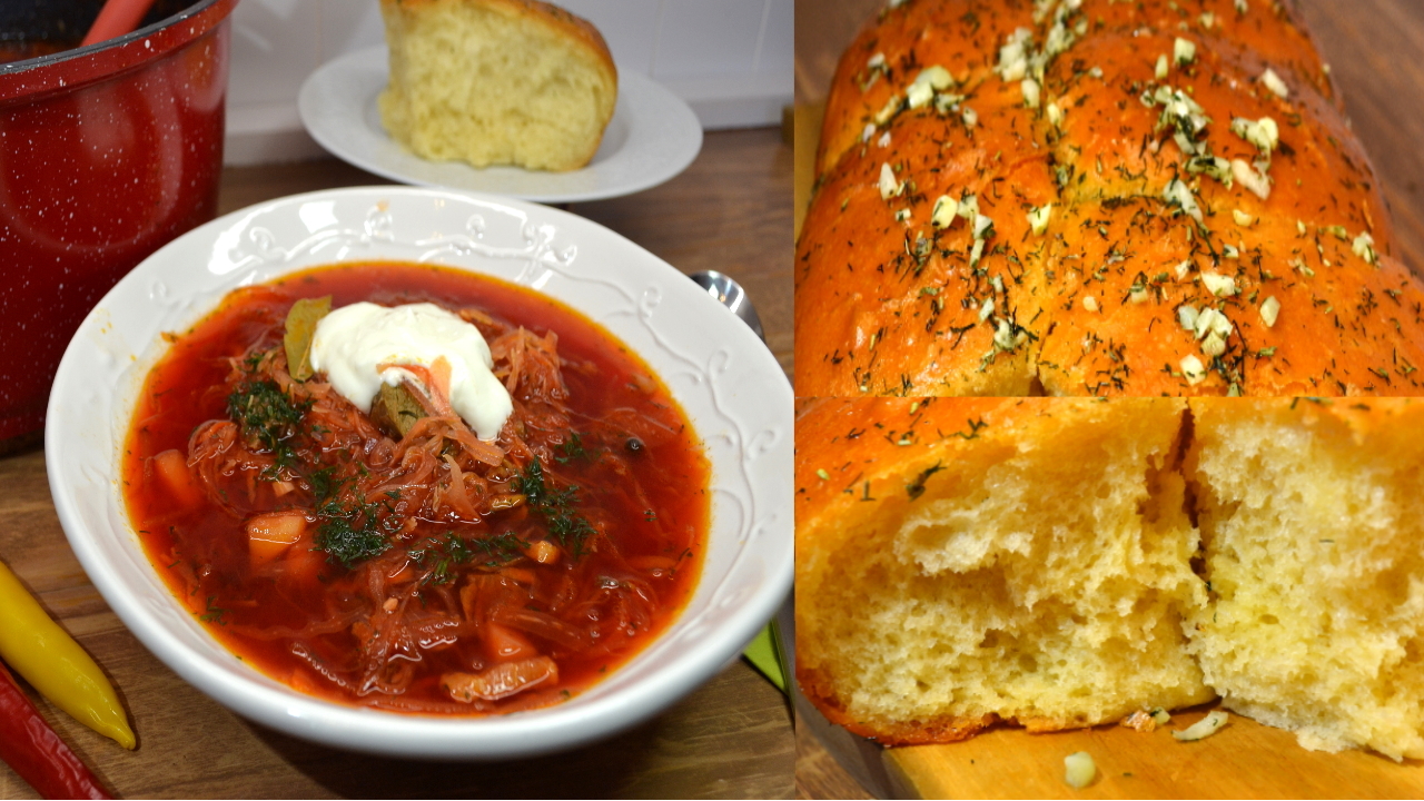 Delicious borscht with airy donuts - My, Video recipe, Recipe, Borsch, Soup, Yummy, Cooking, Kitchen, Meat, Video, Longpost