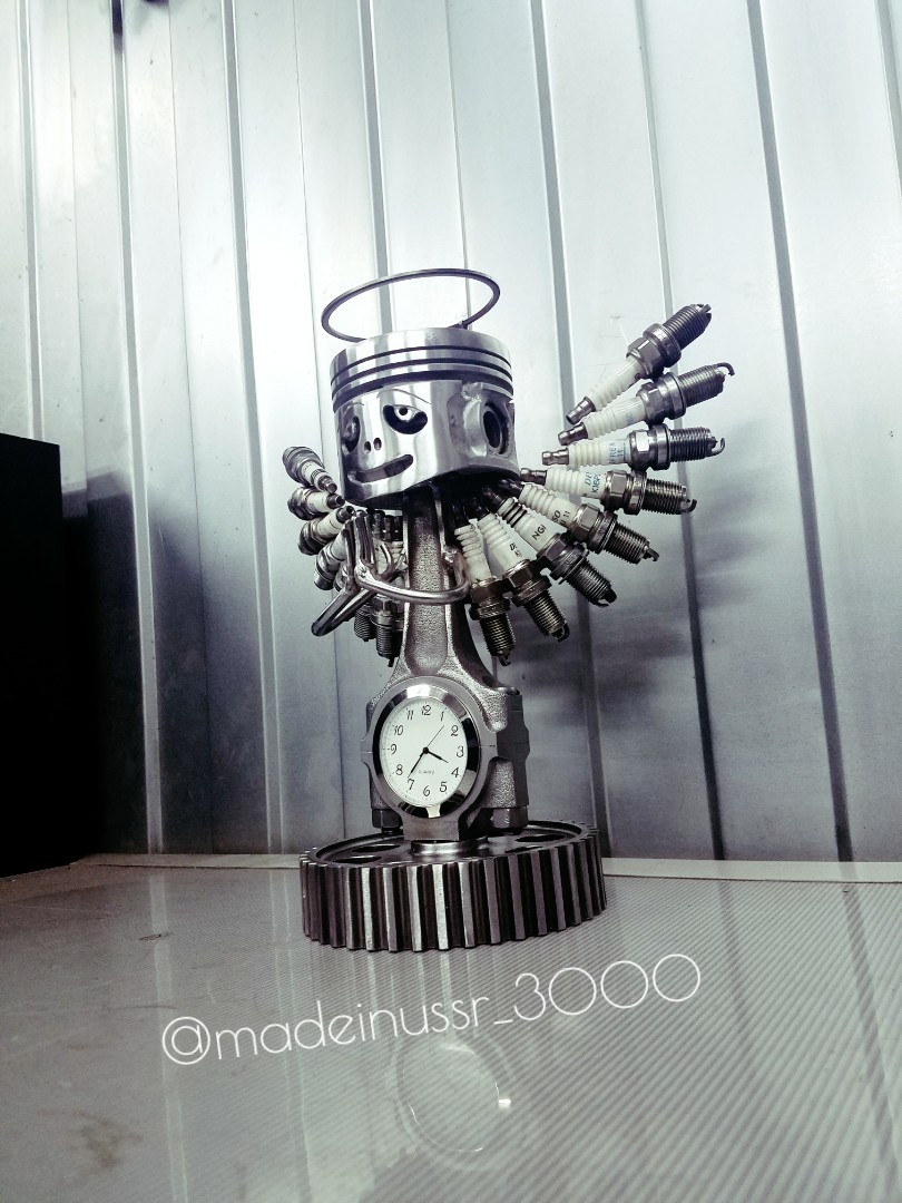 Angel of internal combustion - My, Welding, Piston, Clock, Auto, Angel, Needlework, With your own hands, Video, Longpost, Needlework with process