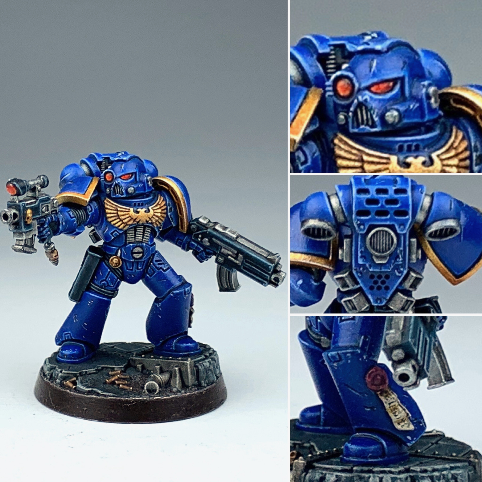 Spacemarine за 4ч, 8ч, и 16ч - Моё, Wh painting, Wh miniatures, Warhammer 40k, Warhammer, Хобби, Стендовый моделизм, Ultramarines, Adeptus Astartes, Длиннопост