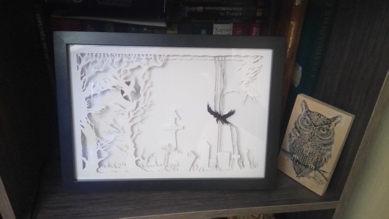 Lightboxes for those who are afraid of the dark. Part two - My, Lightbox, Needlework with process, Night light, Longpost, Guardians of the Galaxy, Edgar Allan Poe