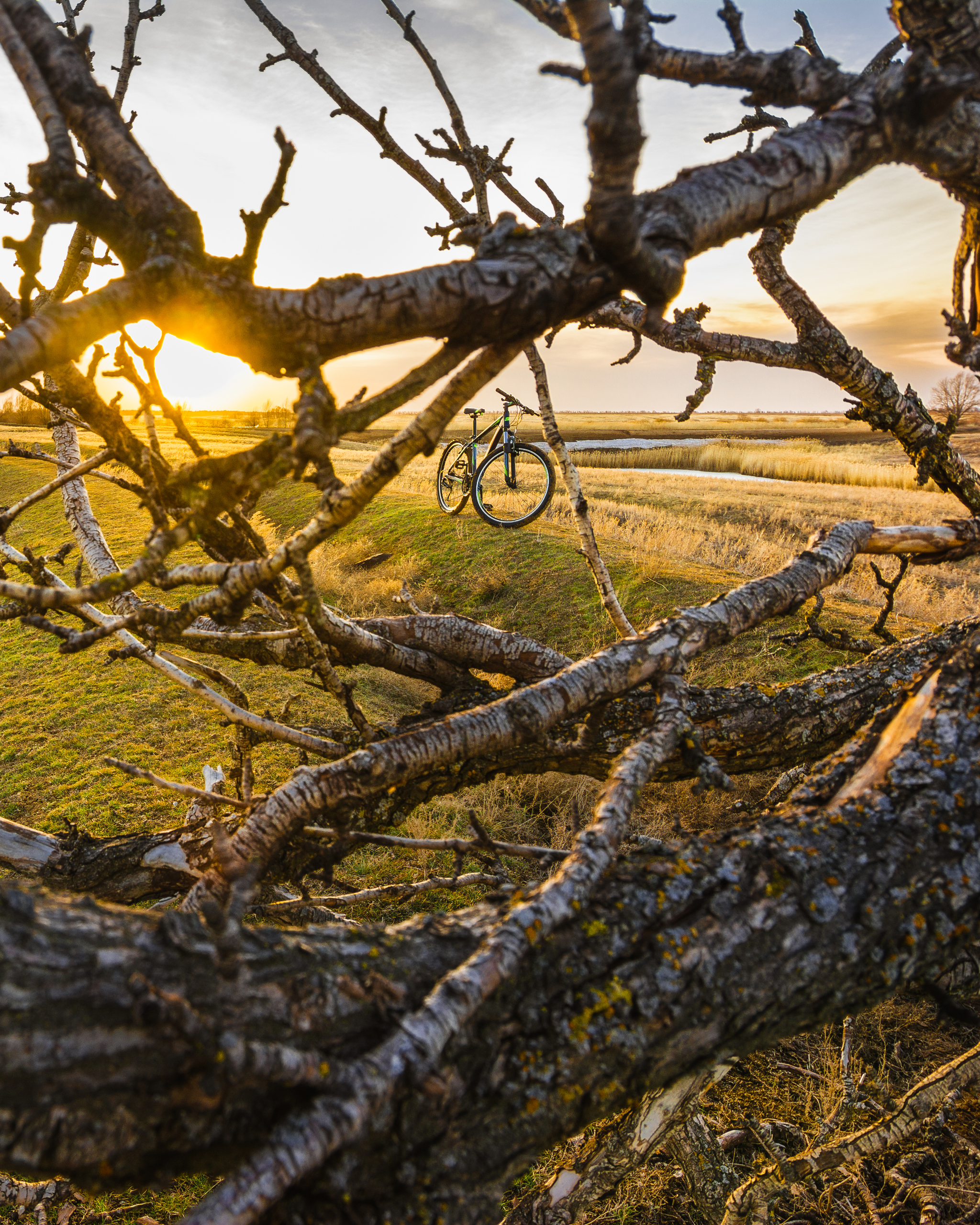 Looking for the setting sun - My, A bike, Landscape, Sunset, Steppe, Pokatushki, Nature, Saratov region