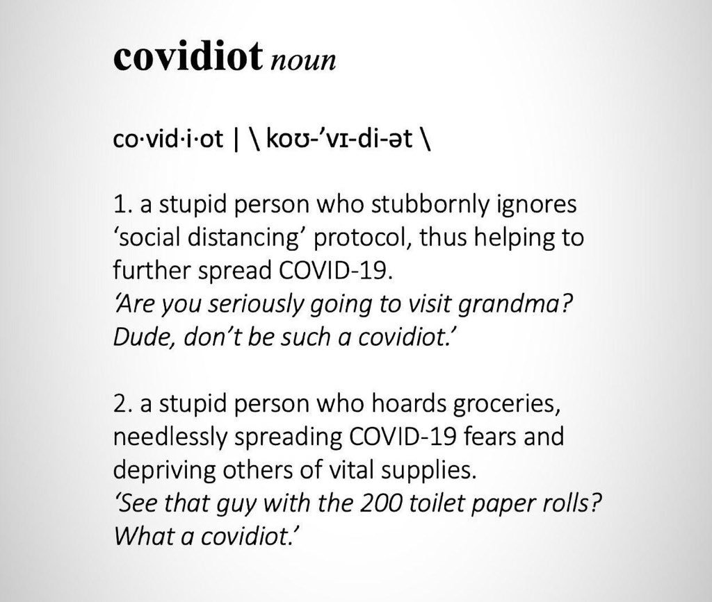 Idiots - Coronavirus, Picture with text, English language