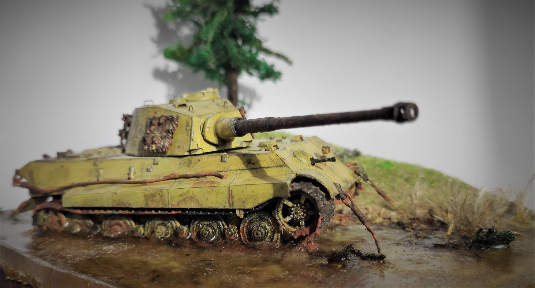 Diorama Unfortunate King (Tiger II) - My, Stand modeling, Diorama, Tanks, Tiger, Tiger II, Tiger 2, Video, Longpost