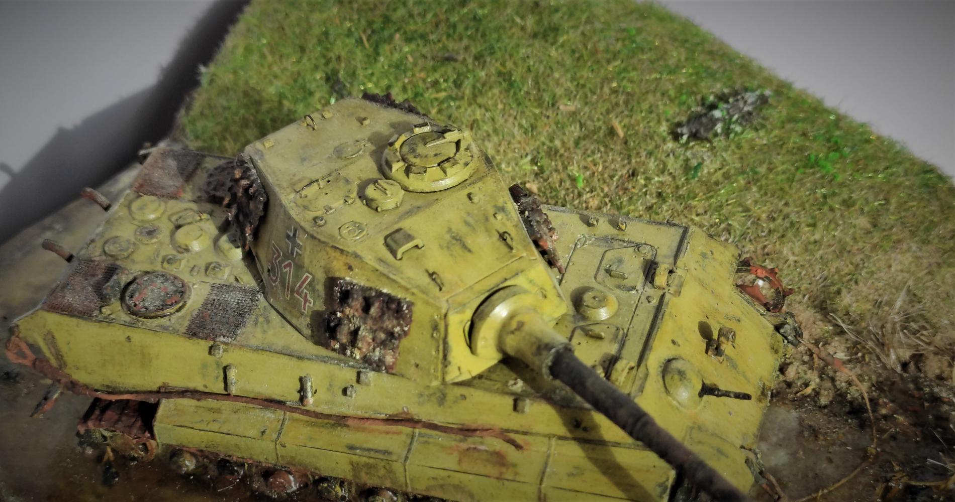 Diorama Unfortunate King (Tiger II) - My, Stand modeling, Diorama, Tanks, Tiger, Tiger II, Tiger 2, Video, Longpost