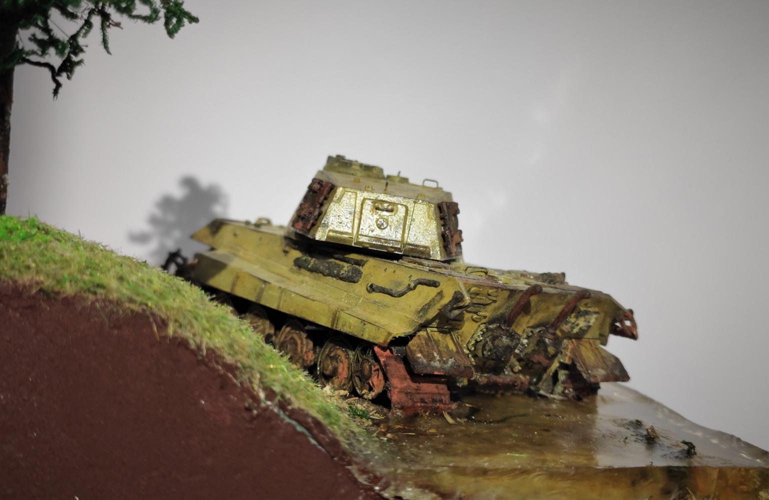 Diorama Unfortunate King (Tiger II) - My, Stand modeling, Diorama, Tanks, Tiger, Tiger II, Tiger 2, Video, Longpost