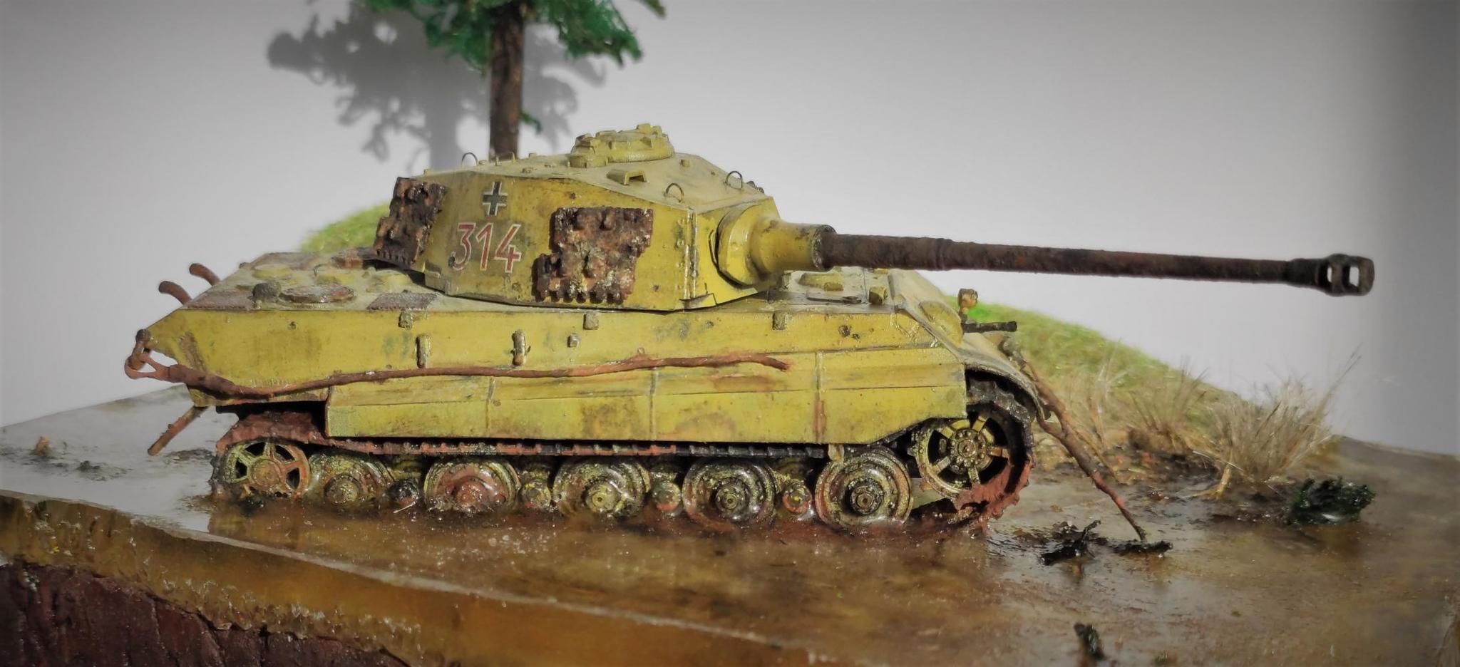 Diorama Unfortunate King (Tiger II) - My, Stand modeling, Diorama, Tanks, Tiger, Tiger II, Tiger 2, Video, Longpost