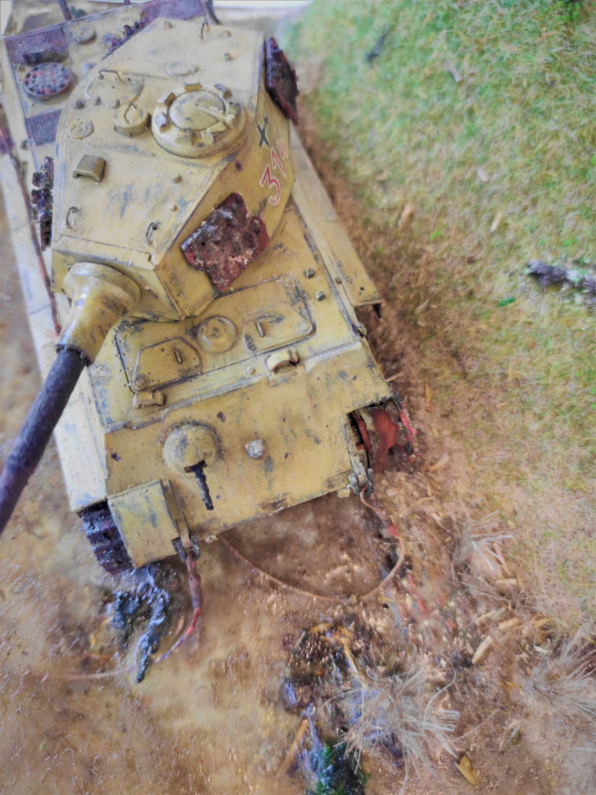 Diorama Unfortunate King (Tiger II) - My, Stand modeling, Diorama, Tanks, Tiger, Tiger II, Tiger 2, Video, Longpost