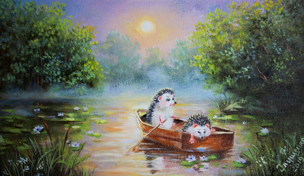 Hedgehogs by Irina Glushchenko as a separate form of art - Hedgehog, Painting, Longpost, Art