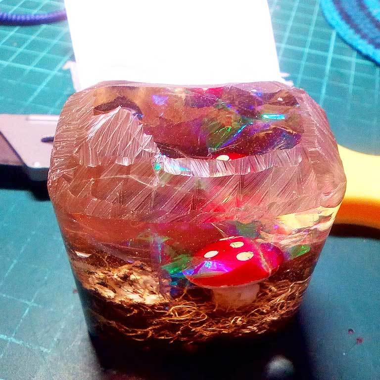 Fly agaric in crystal - My, Needlework with process, Epoxy resin, Fly agaric, Rukozhop, Longpost