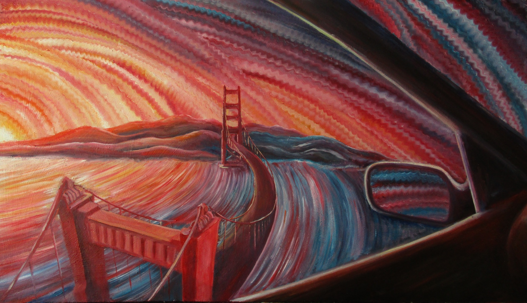 RIPAZHA - My, Painting, Oil painting, Bridge, Auto, Golden Gate Bridge