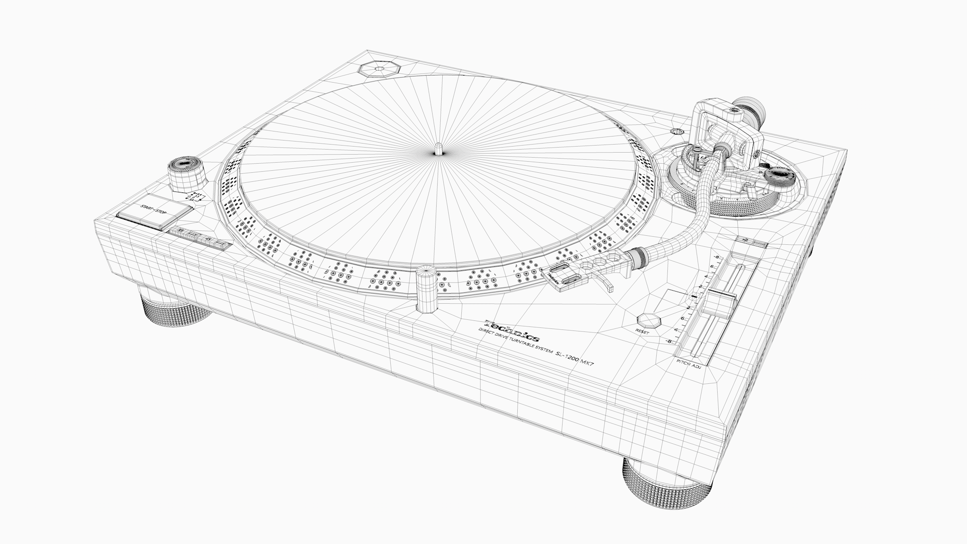 Vinyl player Technics SL-1200MK7 - My, Cinema 4d, Computer graphics, 3D, 3D modeling, Technics, Corona render, Substance painter, Photoshop, Longpost