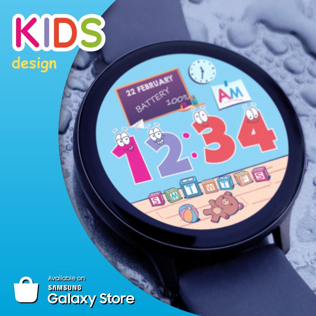 Kids - new dial design for Samsung Galaxy Watch - My, Freebie, Samsung, Samsung galaxy Watch, Samsung Galaxy, Smart watch, Design, Clock face, Watchface