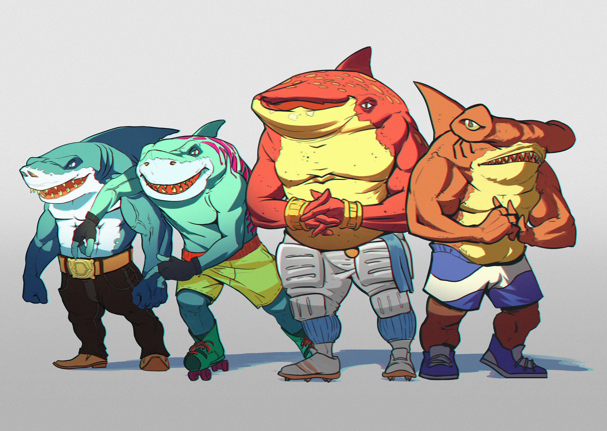 Mice and Sharks, fan art - My, Rocker Mice from Mars, 90th, Art, Drawing, Fan art, Digital drawing, Street Sharks