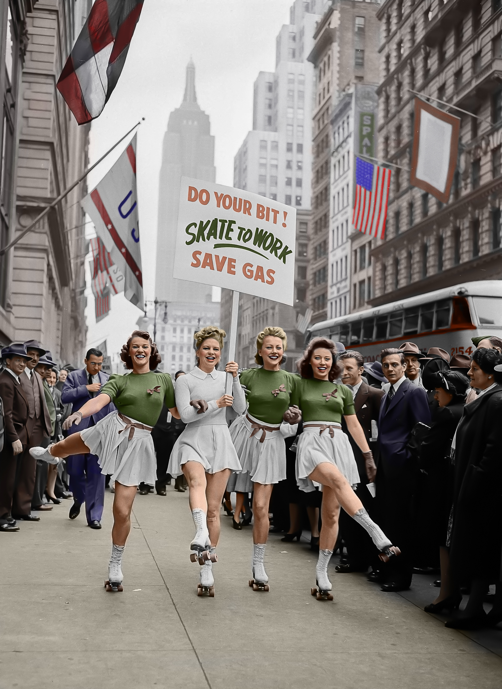 Do your part! Rollerblade to work! Save gas - Retro, The photo, New York, Agitation