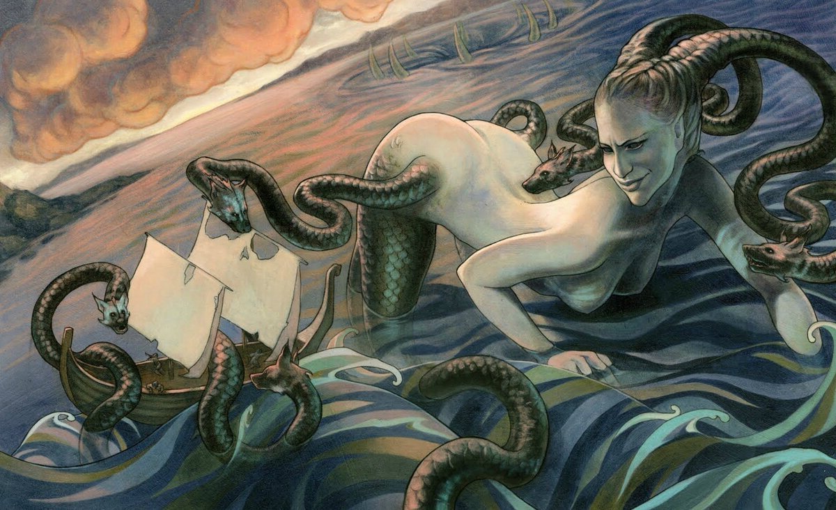 I downloaded it so as not to lose this gorgeous drawing, because it is difficult to find it through a search engine - NSFW, Scylla, Charybdis, Booty, Fantasy, Mythology, Erotic