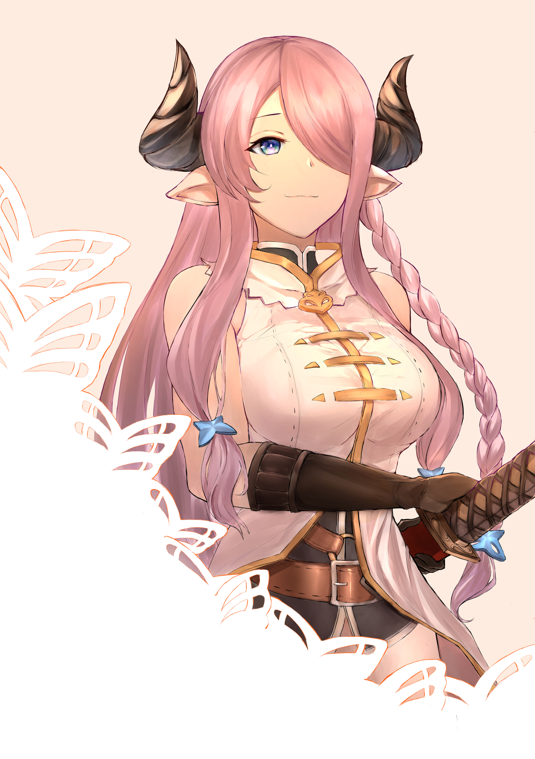 Narmaya - Аниме, Anime Art, Granblue Fantasy, Narmaya, Рога