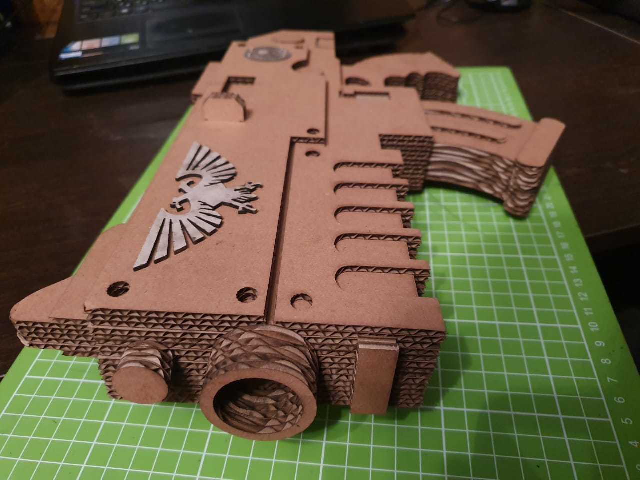 Bolter, cardboard, Warhammer - My, Warhammer, Cardboard, Laser cutting, With your own hands, Crafts, Longpost, Weapon, Needlework without process