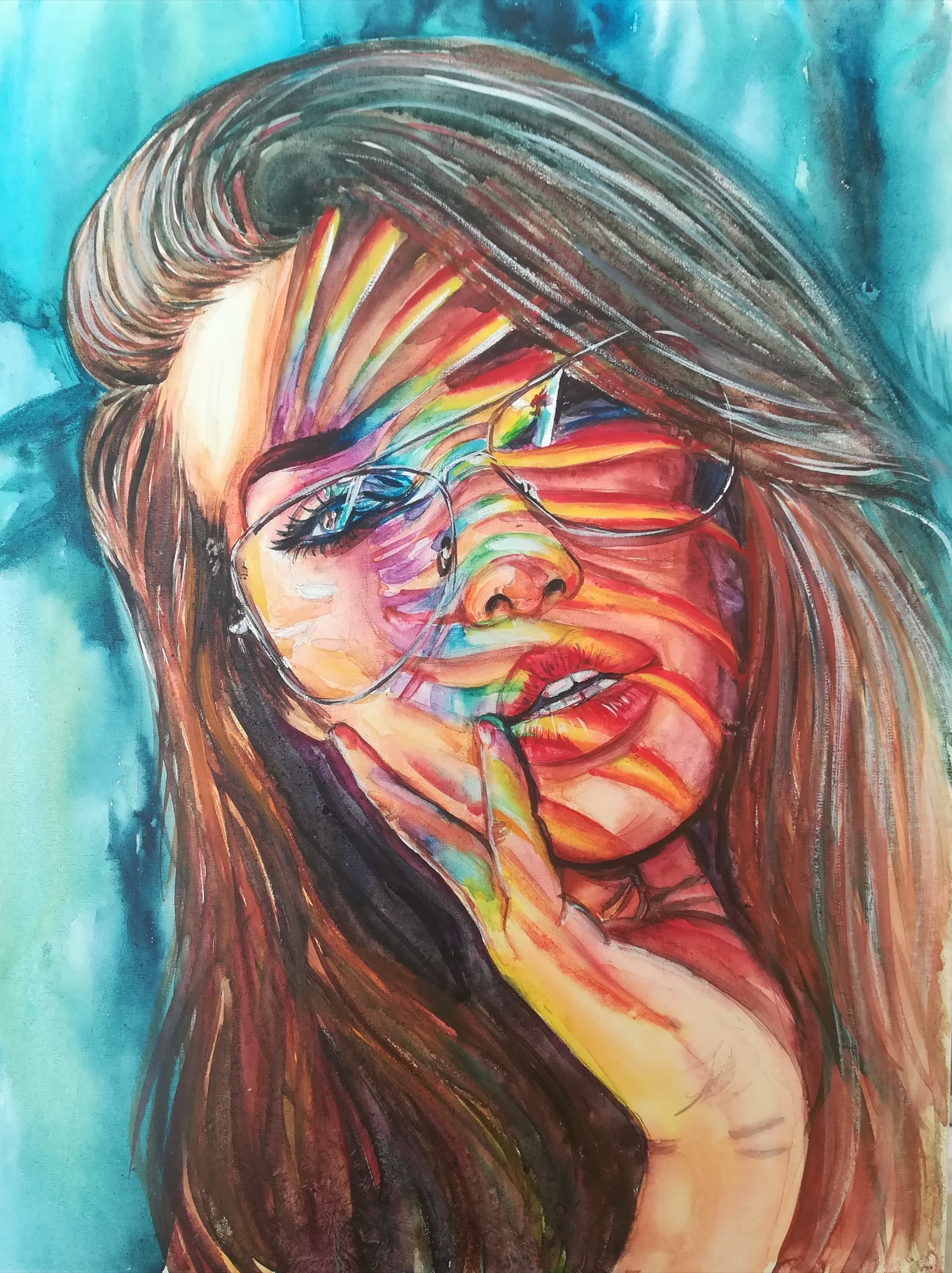 rainbow light - My, Artist, Portrait, Watercolor, Painting