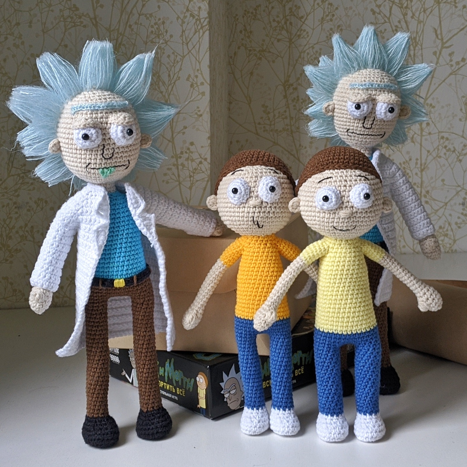Family photo - My, Crochet, Rick and Morty, Amigurumi, Needlework without process