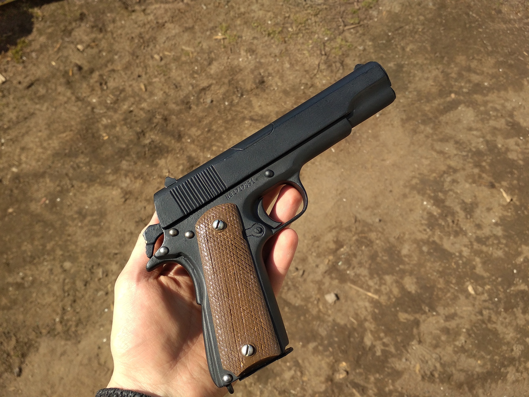 Handcrafted: Colt M1911A1 made of wood - My, Needlework with process, Needlework, With your own hands, Weapon, Video, Longpost