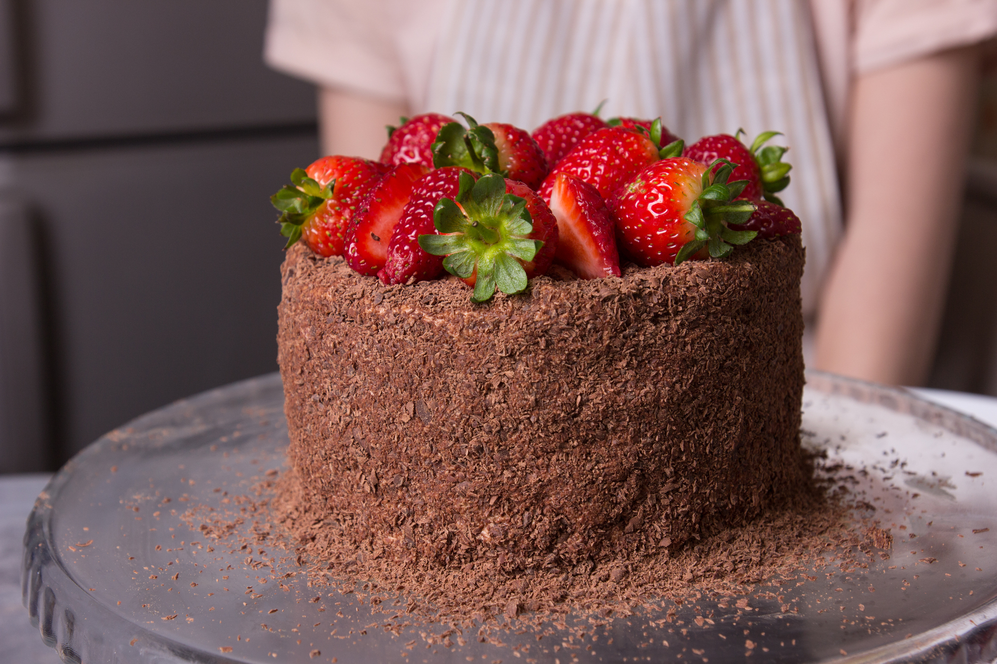 Buche de Noel cake - My, Recipe, Chocolate cake, Process, Strawberry (plant), Sweets, Longpost