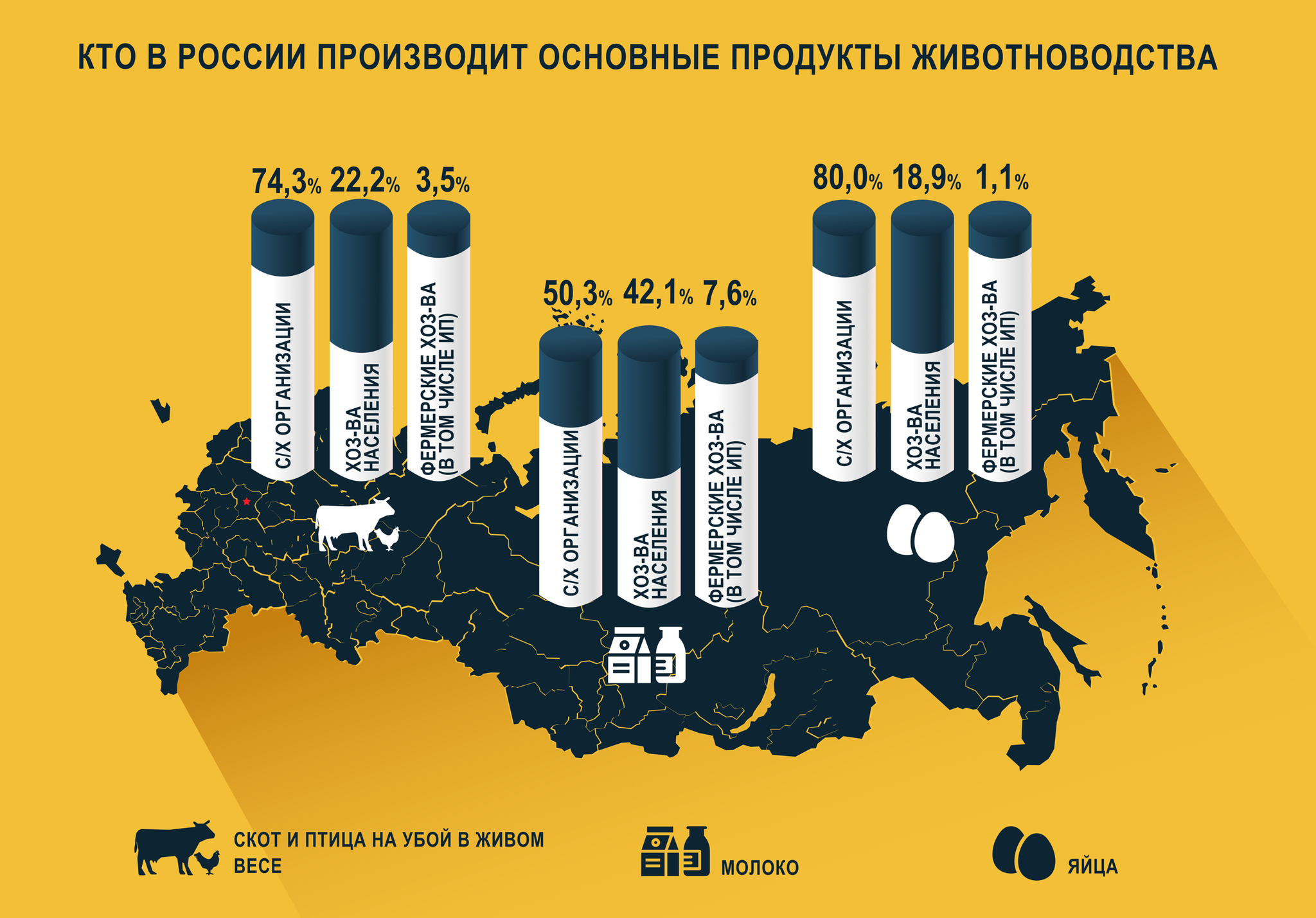 Who produces the main livestock products in Russia? - My, Interesting, Informative, Statistics, Сельское хозяйство, Farm, Farmer, Products, Plant growing