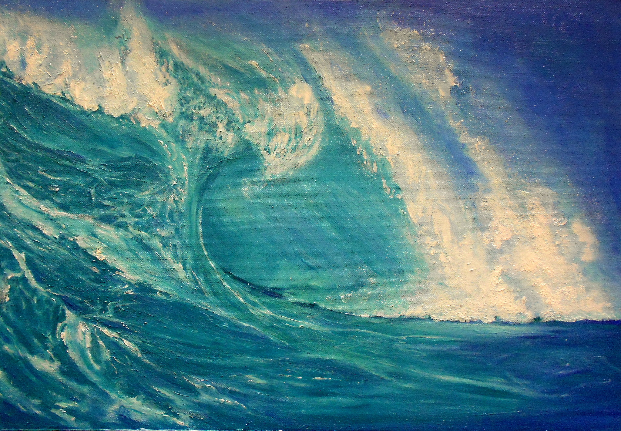 My sea painting - My, Sea, Painting, Butter, Artist, Creation, Art, Wave, Longpost