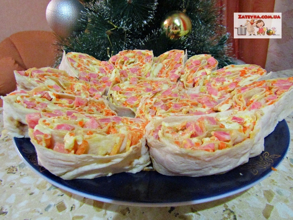 Lavash roll with smoked sausage and carrots, Korean style - My, Cooking, Pita, Lavash rolls, Video recipe, Video, Recipe